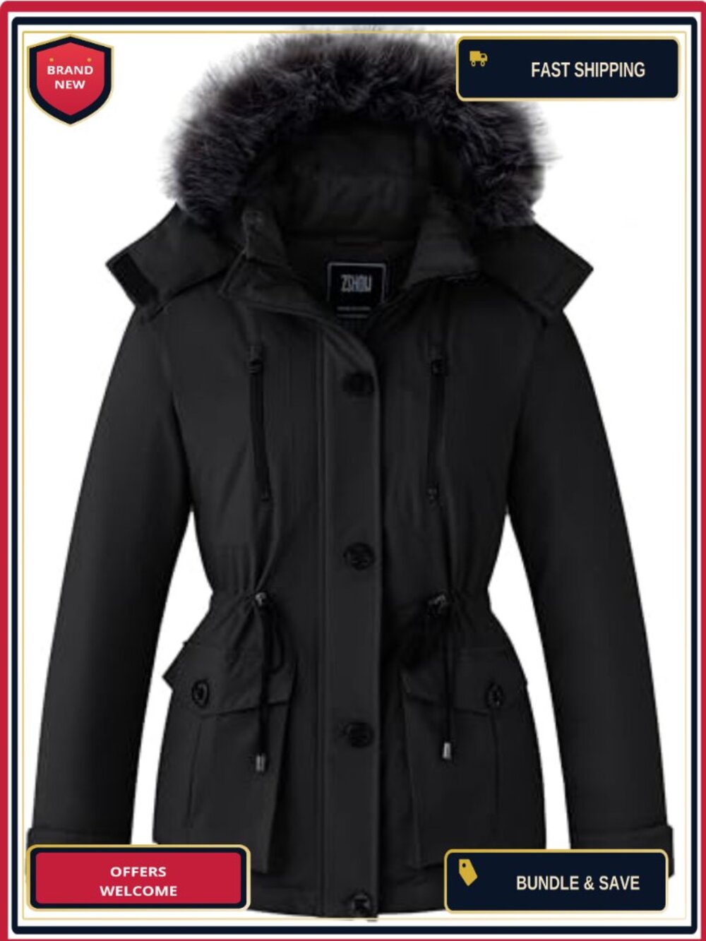 Women's Hooded Winter Puffer Jacket Recycled Polyester Waterproof Parka Plus